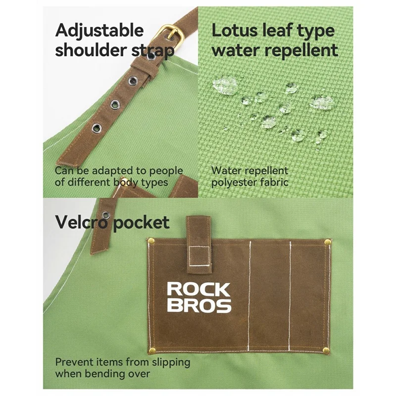 ROCKBROS Grembiule da Lavoro con Tasche Multiple Impermeabile per Cucina e Pulizia