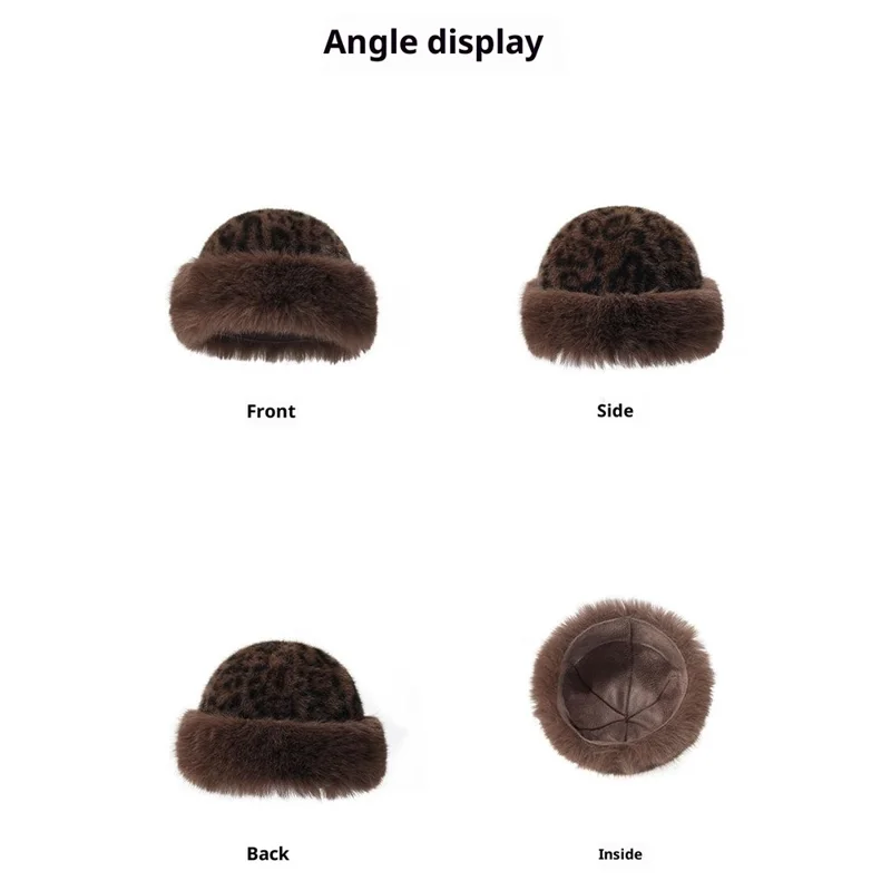 Winter Windproof Faux Mink Fur Mongolian Hat Fashion Leopard Print Ear Protection Hat - Big Leopard
