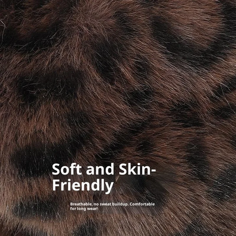 Winter Windproof Faux Mink Fur Mongolian Hat Fashion Leopard Print Ear Protection Hat - Big Leopard