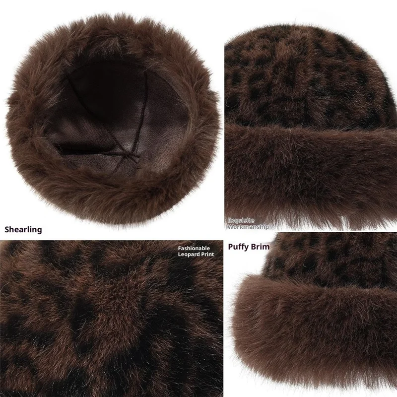 Winter Windproof Faux Mink Fur Mongolian Hat Fashion Leopard Print Ear Protection Hat - Big Leopard