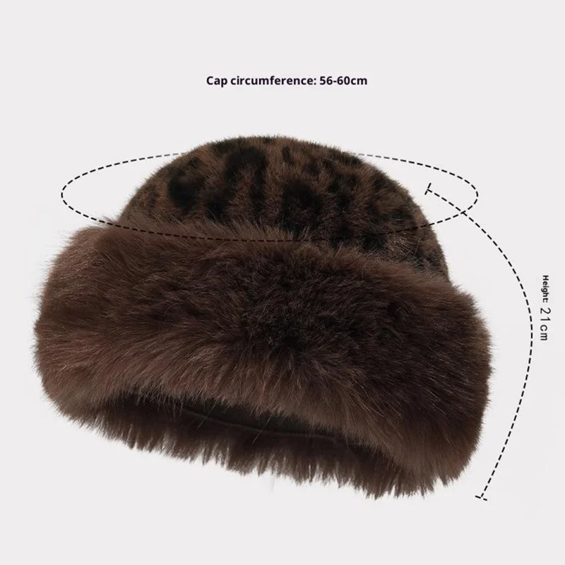 Winter Windproof Faux Mink Fur Mongolian Hat Fashion Leopard Print Ear Protection Hat - Big Leopard