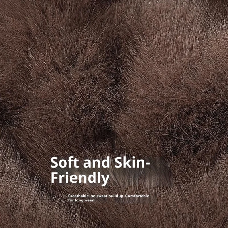 Süße 3D Bären Ohren Baseball Kappe mit Schwanz für Frauen Einfarbig Winter Plüsch Thermal Mütze - Beige