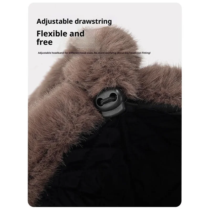 Süße 3D Bären Ohren Baseball Kappe mit Schwanz für Frauen Einfarbig Winter Plüsch Thermal Mütze - Beige