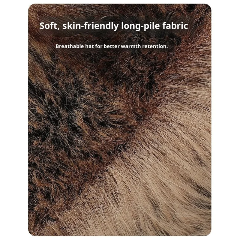 Gorro Bombardero de Orejeras 3D de Invierno con Imitación de Piel de Zorro, Protector contra el Viento, Cola de Mapache, Estilo Ruso con Pompón y Correa de Amarre