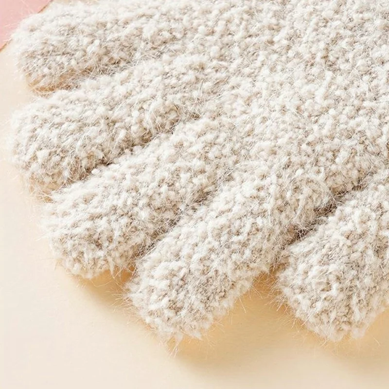 C5577 For Children Winter Gloves with Decorative Bowknot Windproof Thick Full Finger Mittens - Coffee