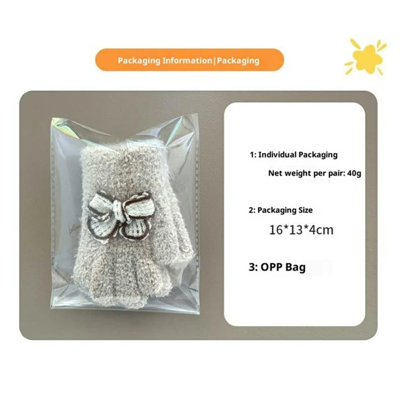 C5577 For Children Winter Gloves with Decorative Bowknot Windproof Thick Full Finger Mittens - Coffee