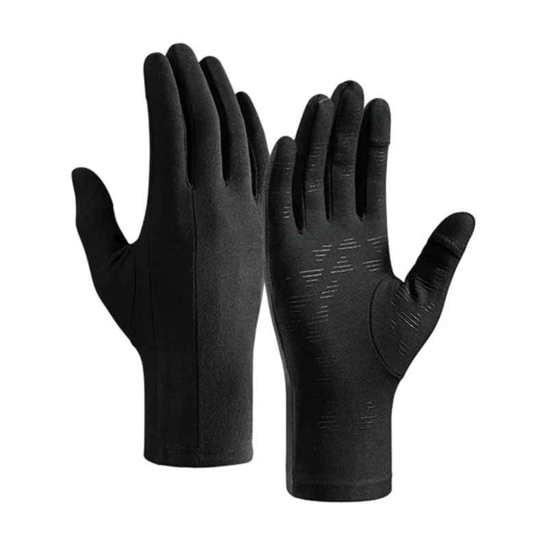Guanti antivento DB76 per sci invernale, ciclismo, dita pieghevoli, touch screen, antiscivolo, dita intere - Nero S