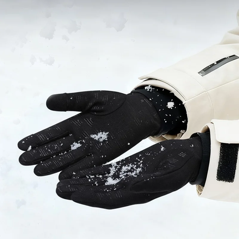 Guanti antivento DB76 per sci invernale, ciclismo, dita pieghevoli, touch screen, antiscivolo, dita intere - Nero S