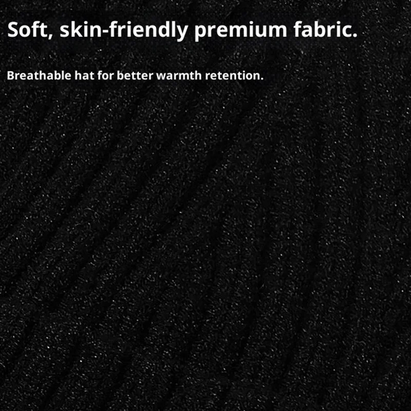 Gorro de Lana con Botón y Protección para los Oídos, Gorro de Punto para el Invierno - Negro