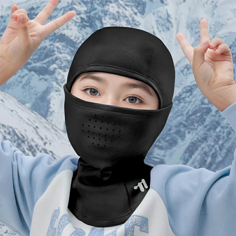 WEST BIKING YP0201486 Kinderwetterschutzmaske Warm Elastischer Kopf Gesichtsschutz Atmungsaktiv für Radfahren Skifahren - Schwarz