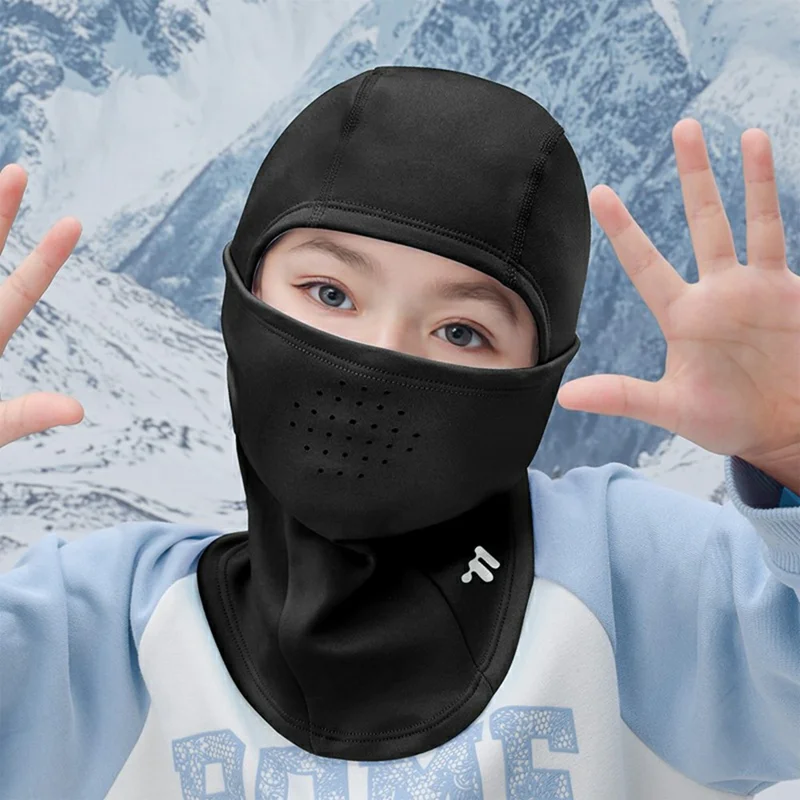 WEST BIKING YP0201486 Kinderwetterschutzmaske Warm Elastischer Kopf Gesichtsschutz Atmungsaktiv für Radfahren Skifahren - Schwarz