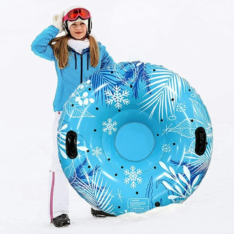 Inflatable Snow Tube Sledge PVC Sledding Tube with Handle Anti Rollover for Winter Outdoor Toy