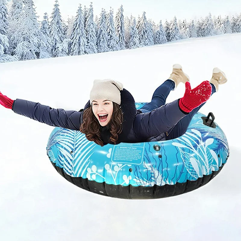 Inflatable Snow Tube Sledge PVC Sledding Tube with Handle Anti Rollover for Winter Outdoor Toy