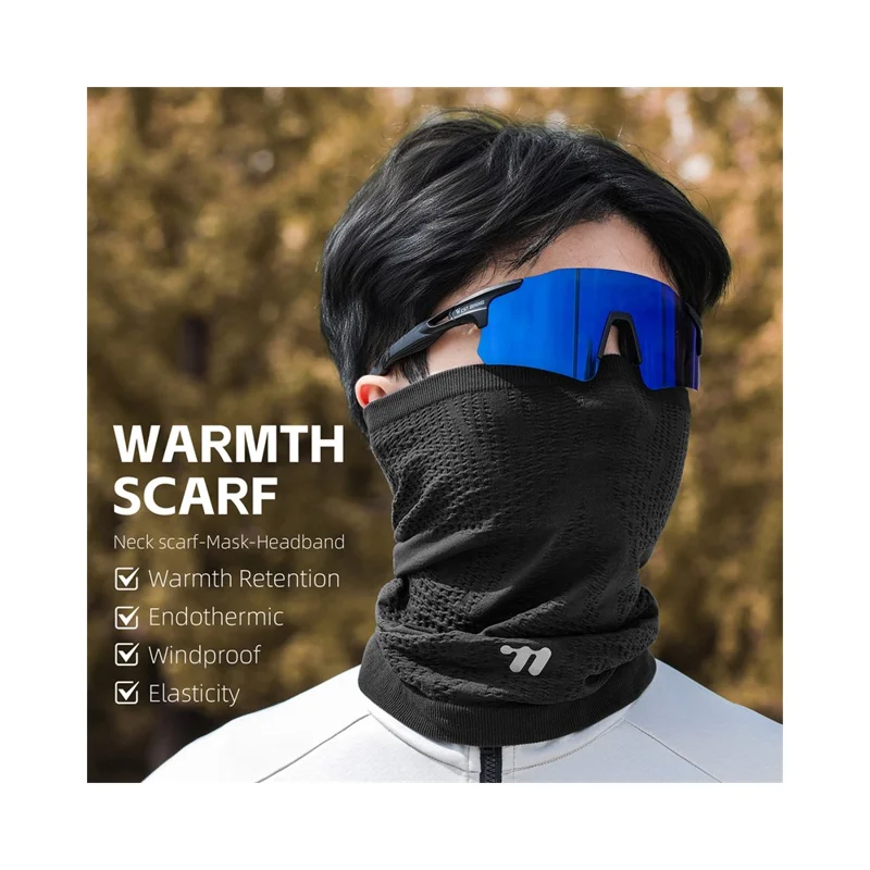 WEST BIKING YP0201493 Vinter Cykling Ansigtsmaske Strikket Halsvarmer Termisk Elastisk til Udendørs Sport - Sort