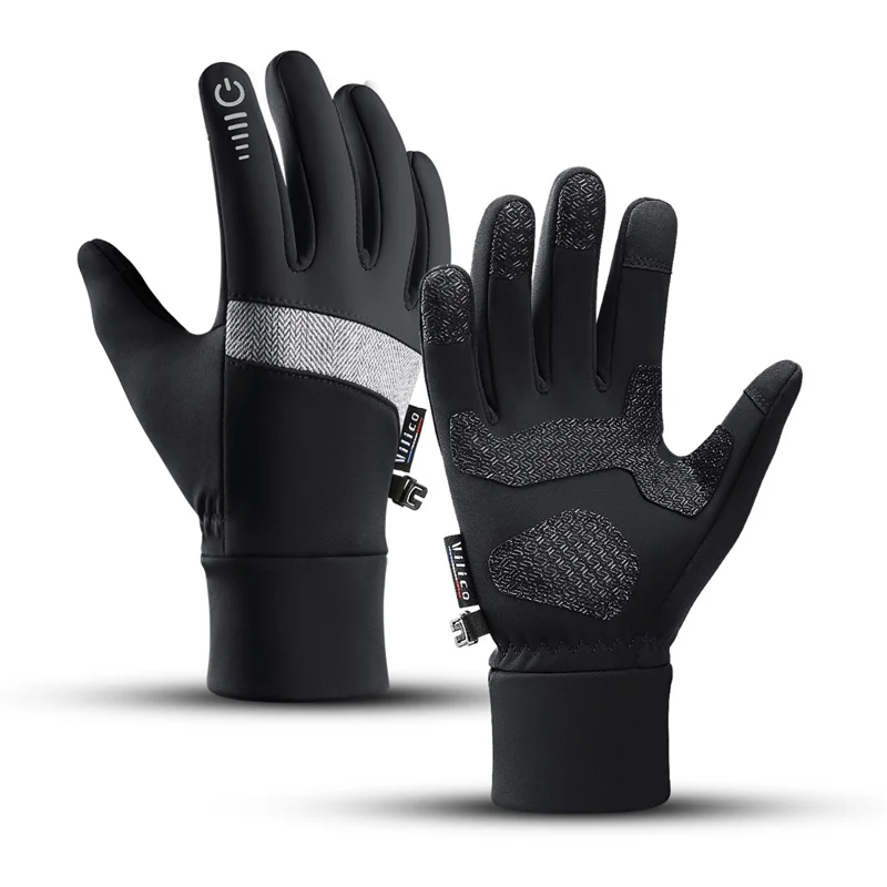 VILICO A0003 1 Par de Luvas Térmicas de Inverno para Esportes ao Ar Livre Luvas de Ciclismo Suporte para Tela de Toque Anti Deslizante à Prova d'água - P / Preto