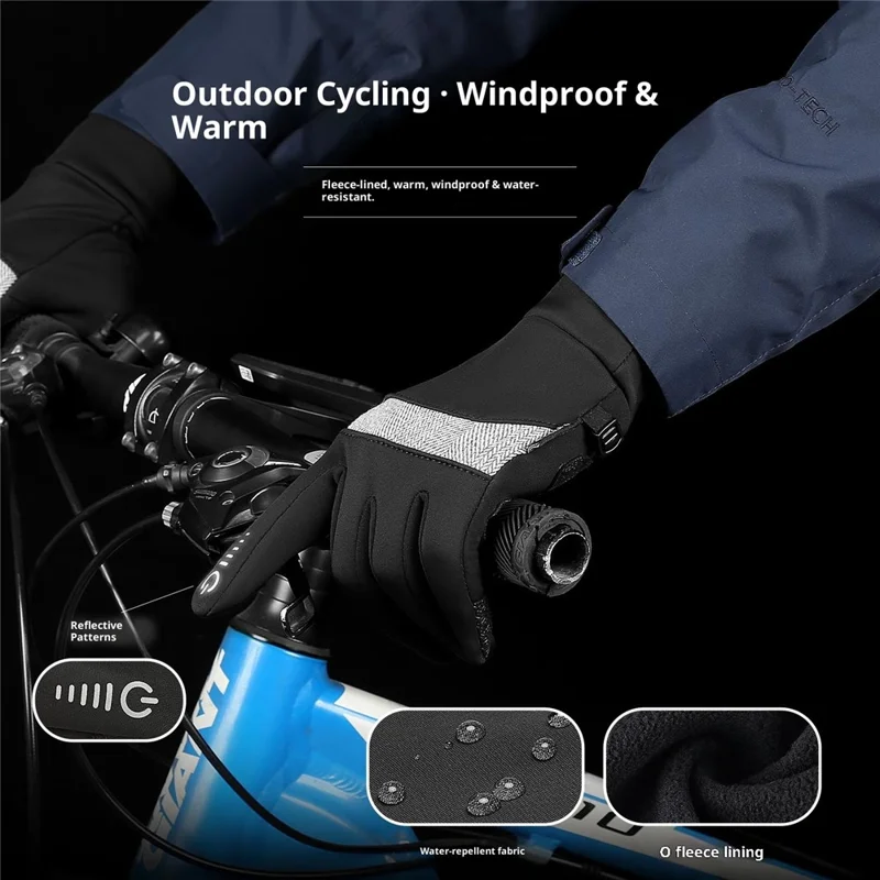 VILICO A0003 1 Par de Luvas Térmicas de Inverno para Esportes ao Ar Livre Luvas de Ciclismo Suporte para Tela de Toque Anti Deslizante à Prova d'água - P / Preto