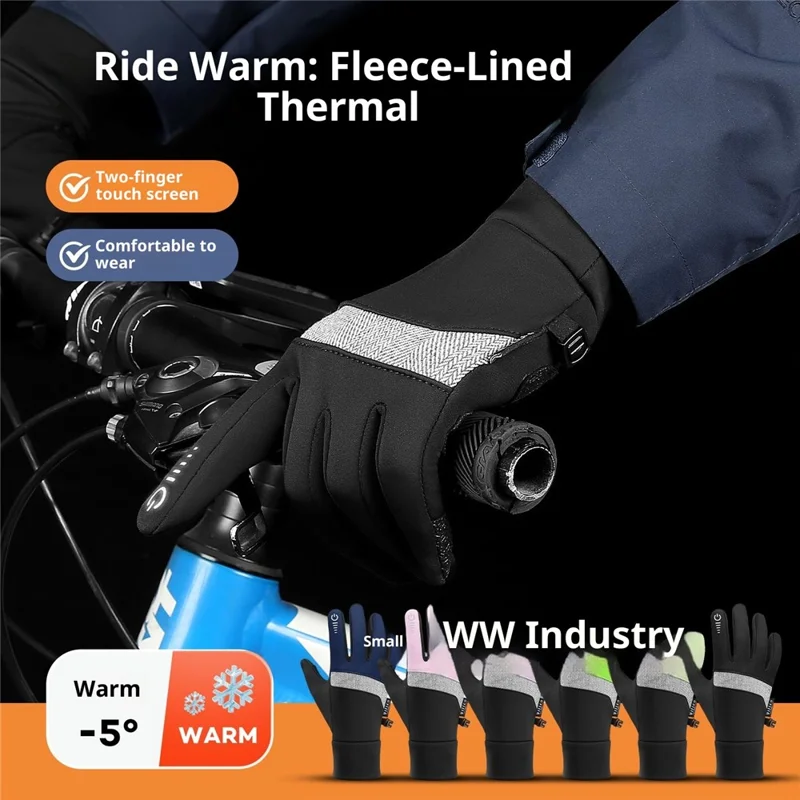 VILICO A0003 1 Par de Luvas Térmicas de Inverno para Esportes ao Ar Livre Luvas de Ciclismo Suporte para Tela de Toque Anti Deslizante à Prova d'água - P / Preto