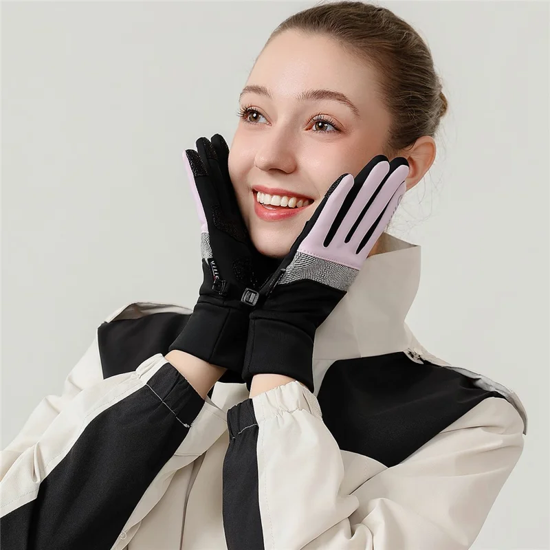 VILICO A0003 1 Par de Luvas Térmicas de Inverno para Esportes ao Ar Livre Luvas de Ciclismo Suporte para Tela de Toque Anti Deslizante à Prova d'água - P / Preto