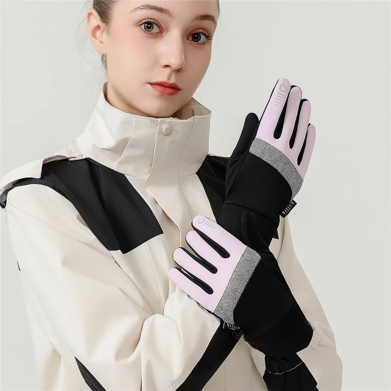 VILICO A0003 1 Par de Luvas Térmicas de Inverno para Esportes ao Ar Livre Luvas de Ciclismo Suporte para Tela de Toque Anti Deslizante à Prova d'água - P / Preto