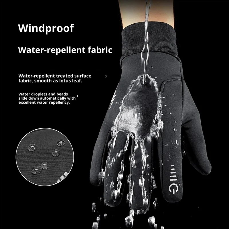 VILICO A0107 1 пара зимних перчаток с флисовой подкладкой, теплые, с сенсорным экраном, для использования на открытом воздухе, велоспорта, водонепроницаемые, с противоскользящим покрытием, с отражающими элементами - S / Черный