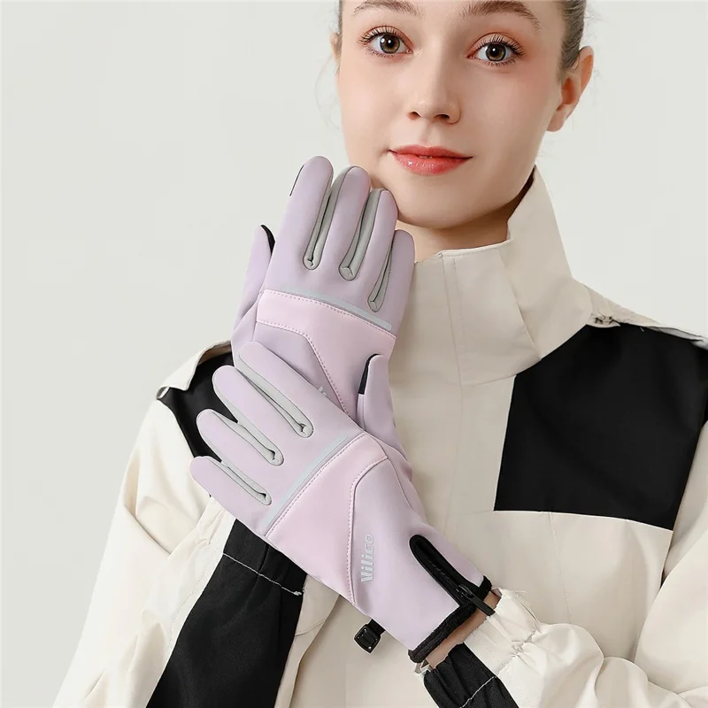 VILICO A0108 1 par fleeceforlineret termiske handsker, touchscreenkompatible isolerede handsker, vandtætte og modstandsdygtige - S / Sort