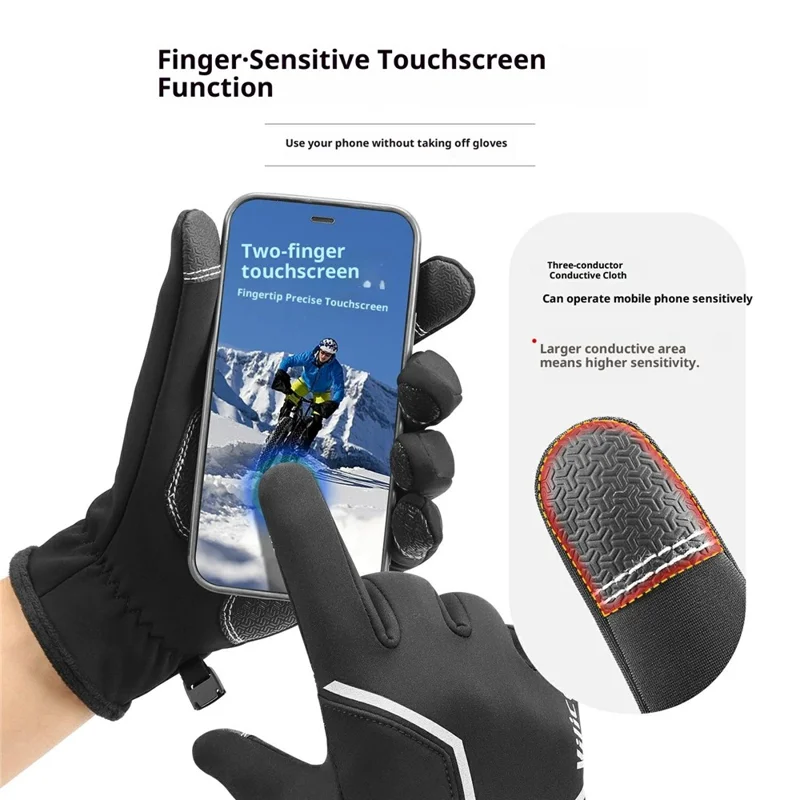 VILICO A0154 1 Paio di Guanti Invernali Caldi per Touch Screen Impermeabili con Riflettenti per Ciclismo all'Aperto Antiscivolo - S / Nero