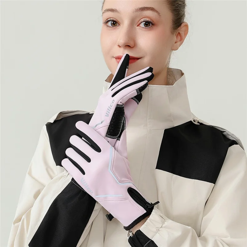 VILICO A0154 1 Paio di Guanti Invernali Caldi per Touch Screen Impermeabili con Riflettenti per Ciclismo all'Aperto Antiscivolo - S / Nero