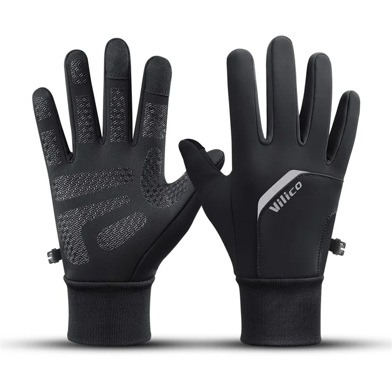 VILICO A0155 1 Para Rękawiczek Zimowych Dotykowych do Jazdy Rowerem na Otwartym Powietrzu, Fleece, Ciepłe, Termoizolacyjne, Wodoodporne – S / Czarny