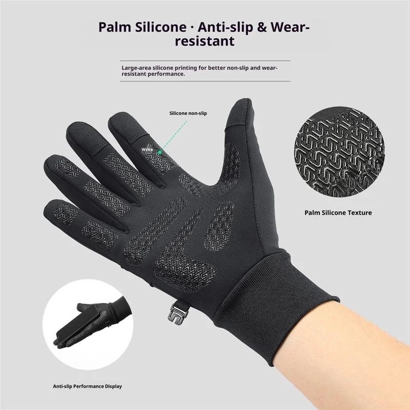 VILICO A0155 1 Para Rękawiczek Zimowych Dotykowych do Jazdy Rowerem na Otwartym Powietrzu, Fleece, Ciepłe, Termoizolacyjne, Wodoodporne – S / Czarny