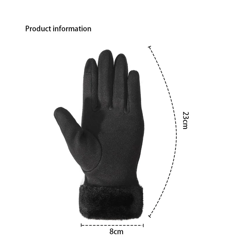 1 Para Rękawiczek Zimowych Przeciwwiatrowych z Fleece, Rękawiczki z Dotykowym Palcem Wskazującym do Jazdy na Rowerze dla Kobiet - Czarne