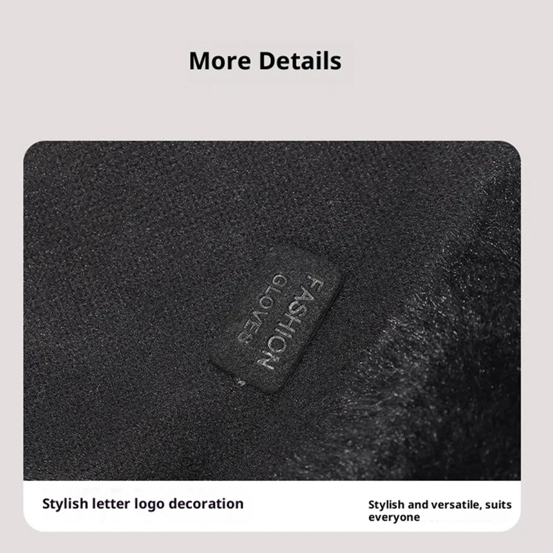 1 Para Rękawiczek Zimowych Przeciwwiatrowych z Fleece, Rękawiczki z Dotykowym Palcem Wskazującym do Jazdy na Rowerze dla Kobiet - Czarne