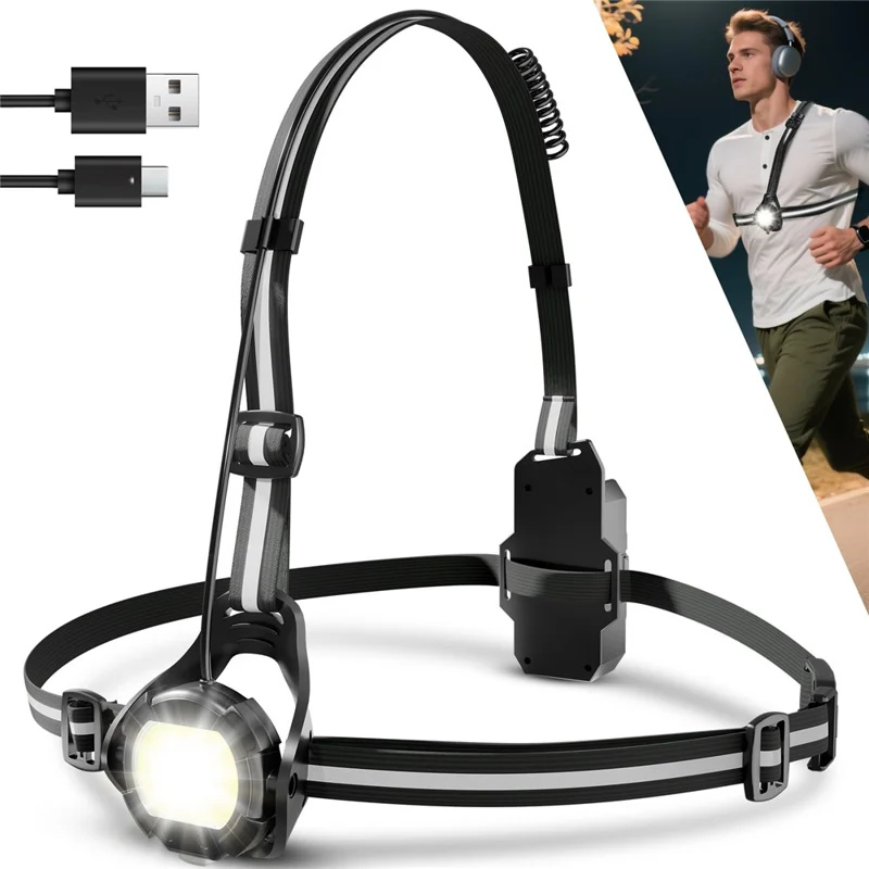 WEST BIKING YP0701499 Éclairage de course et de cyclisme Lumière de poitrine Avertissement 500 Lumens Angle Ajustable - Noir