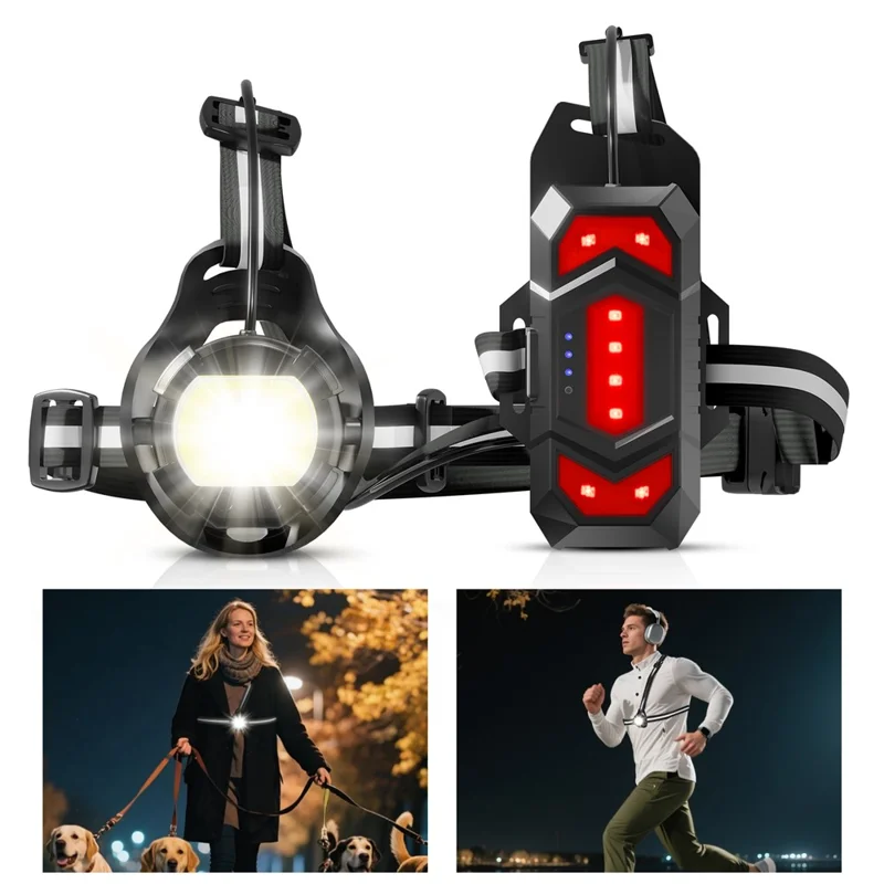 WEST BIKING YP0701499 Éclairage de course et de cyclisme Lumière de poitrine Avertissement 500 Lumens Angle Ajustable - Noir