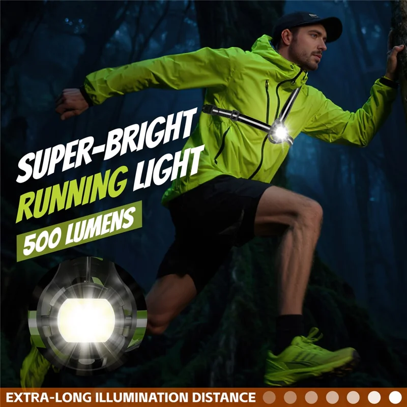 WEST BIKING YP0701499 Éclairage de course et de cyclisme Lumière de poitrine Avertissement 500 Lumens Angle Ajustable - Noir