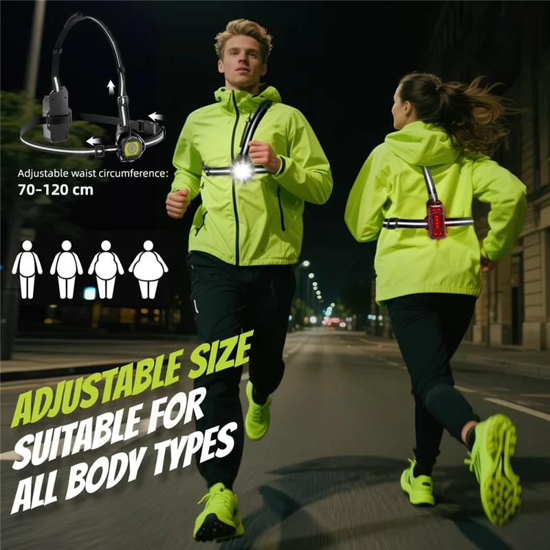 WEST BIKING YP0701499 Éclairage de course et de cyclisme Lumière de poitrine Avertissement 500 Lumens Angle Ajustable - Noir