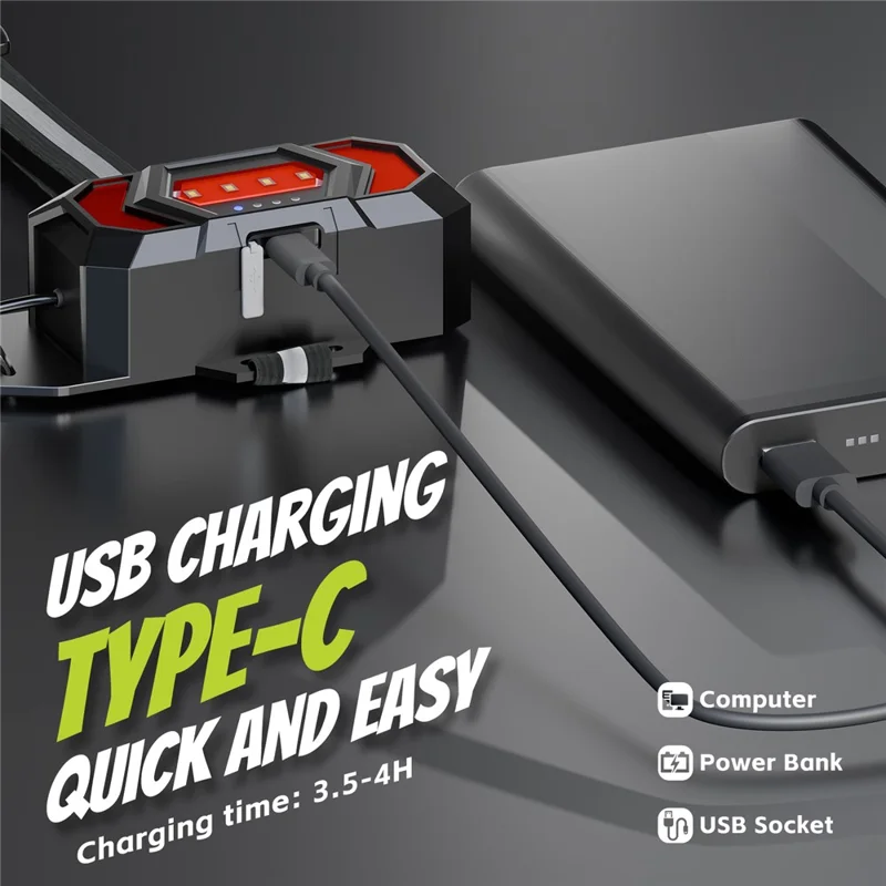 WEST BIKING YP0701499 Éclairage de course et de cyclisme Lumière de poitrine Avertissement 500 Lumens Angle Ajustable - Noir