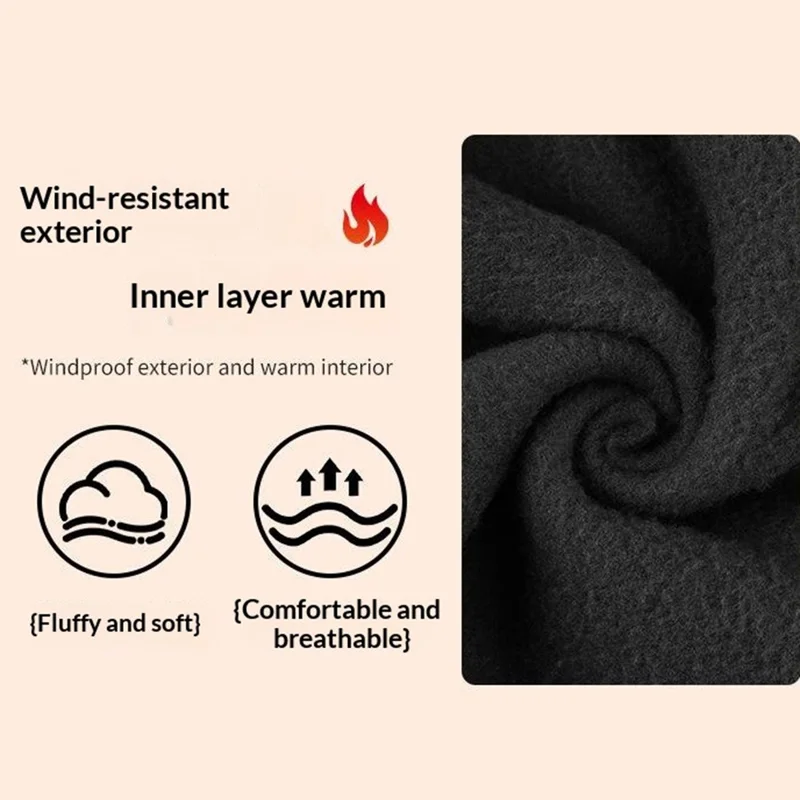 Vinter Dobbeltlaget Fleece Helsigt Halsvarmer til Cykling og Skiløb, Vindtæt Hjelmfor, Termisk Balaclava - Sort