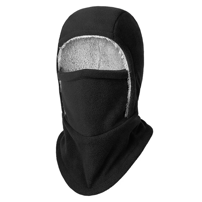 Zimowy termiczny kaptur z polaru Kaptur narciarski przeciwwiatrowy Kaptur na całą twarz na szyję - Czarny