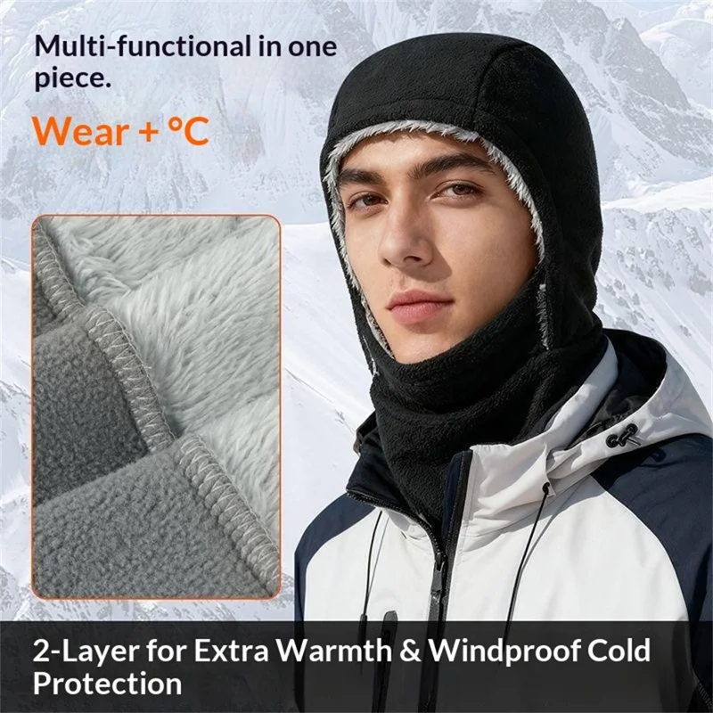 Zimowy termiczny kaptur z polaru Kaptur narciarski przeciwwiatrowy Kaptur na całą twarz na szyję - Czarny