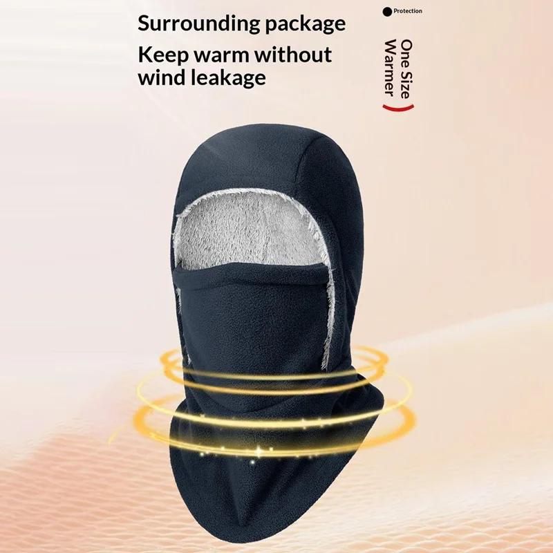 Zimowy termiczny kaptur z polaru Kaptur narciarski przeciwwiatrowy Kaptur na całą twarz na szyję - Czarny