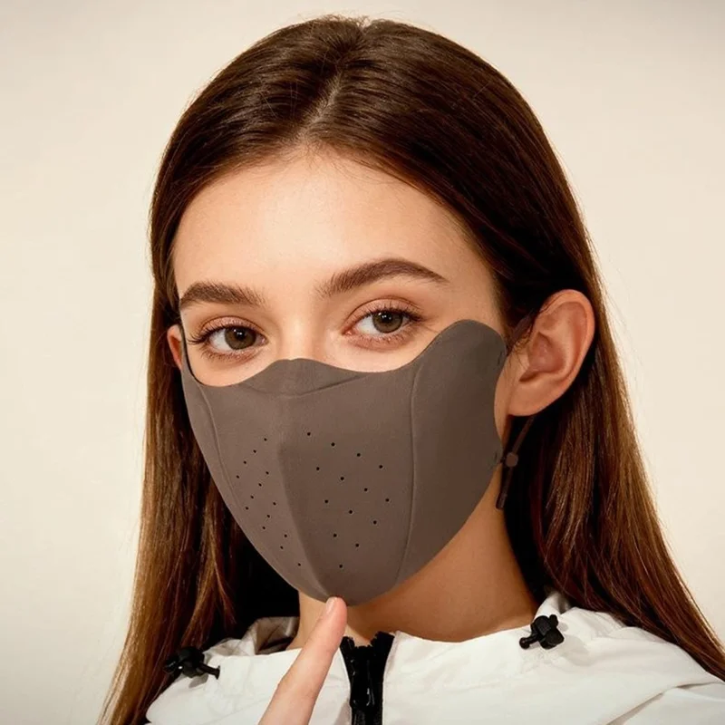 DKZ43 Winter Warm Face Mask voor Heren Dames Ademend 3D Naadloos Winddichte Fietsscherm - Koffie