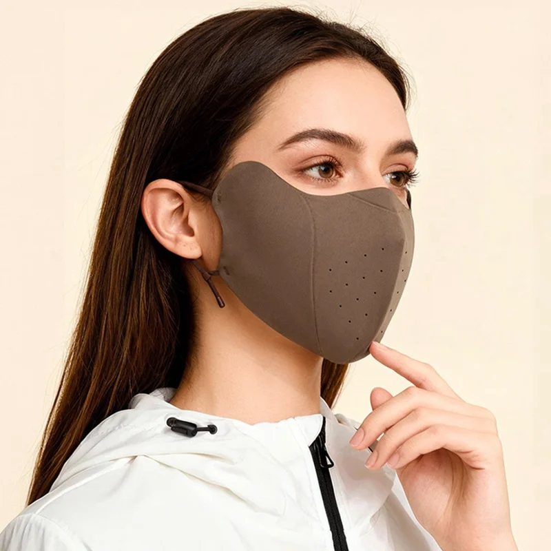 DKZ43 Winter Warm Face Mask voor Heren Dames Ademend 3D Naadloos Winddichte Fietsscherm - Koffie