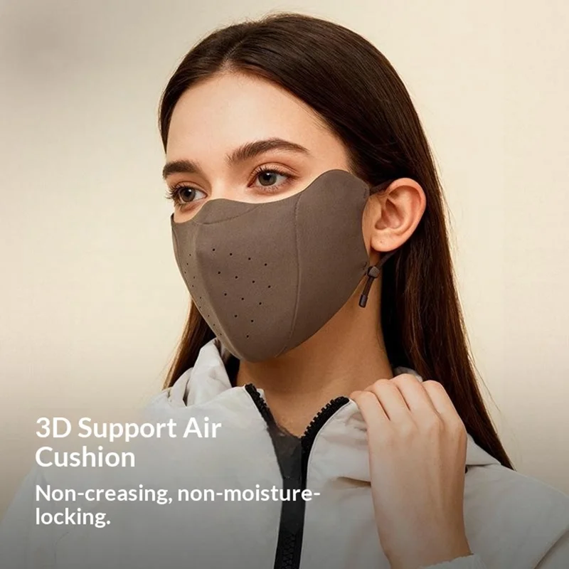 DKZ43 Winter Warm Face Mask voor Heren Dames Ademend 3D Naadloos Winddichte Fietsscherm - Koffie