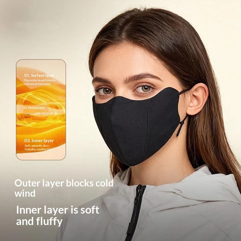 DKZ43 Winter Warm Face Mask voor Heren Dames Ademend 3D Naadloos Winddichte Fietsscherm - Koffie