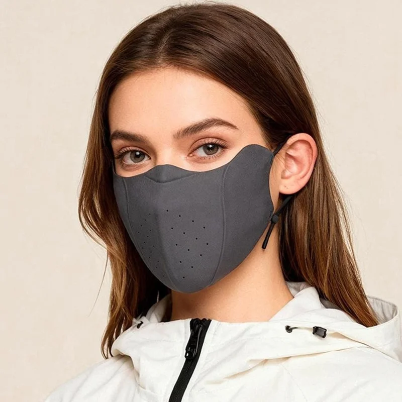 DKZ43 Winter Warm Face Mask voor Heren Dames Ademend 3D Naadloos Winddichte Fietsscherm - Koffie