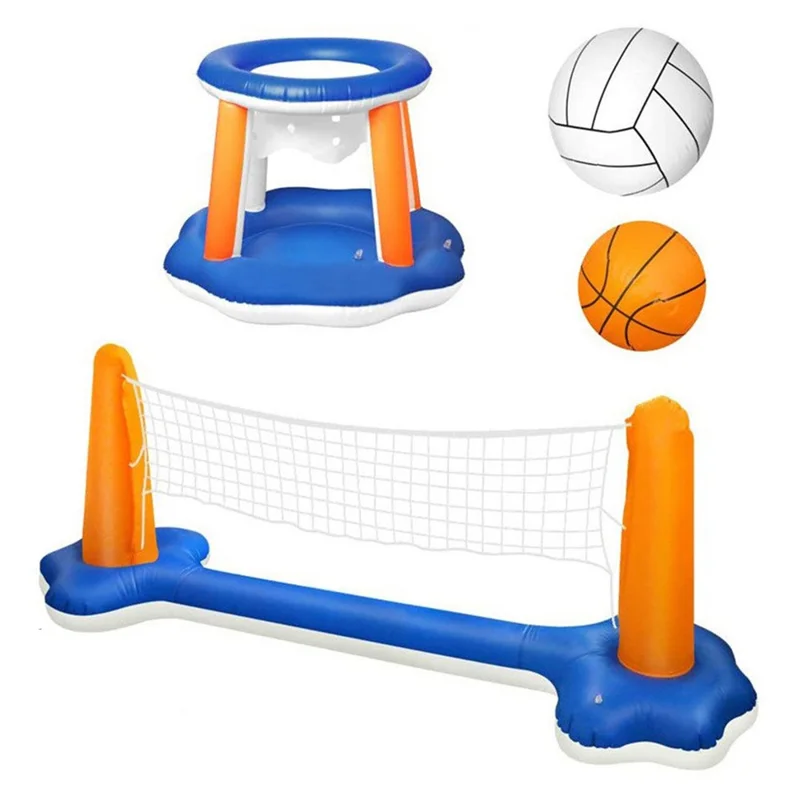 PVC Inflatable Basketball and Volleyball Stand for Kids Pool Interactive Entertainment Throwing Game Gift