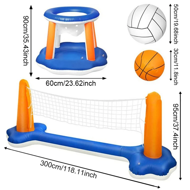 PVC Inflatable Basketball and Volleyball Stand for Kids Pool Interactive Entertainment Throwing Game Gift
