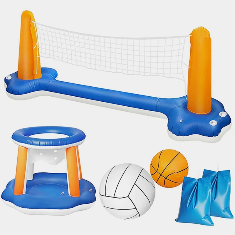 PVC Inflatable Basketball and Volleyball Stand for Kids Pool Interactive Entertainment Throwing Game Gift