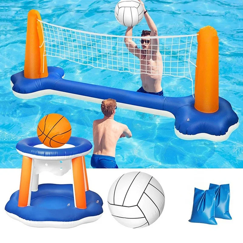 PVC Inflatable Basketball and Volleyball Stand for Kids Pool Interactive Entertainment Throwing Game Gift