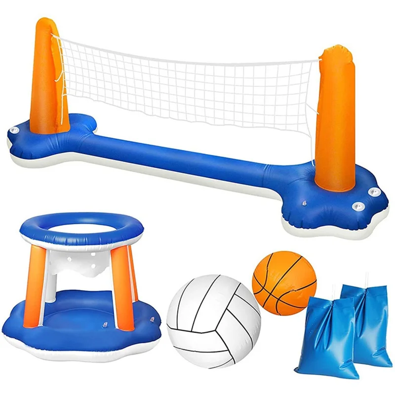 PVC Inflatable Basketball and Volleyball Stand for Kids Pool Interactive Entertainment Throwing Game Gift